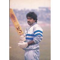 Pakistan Beautiful Postcard Cricket Legend Javed Miandad .