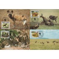 WWF Guinee 1987 Beautiful Maxi Cards African Wild Dogs