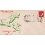 Pakistan Fdc 1956 Ninth Anny Independence Moon Star