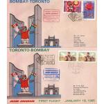 India 2 Fdc First Flight Bombay Toronto Bombay
