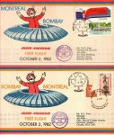 India 2 Fdc First Flight Bombay Montreal Bombay