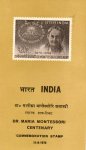 India 1970 Fdc Brochure Dr. Maria Montessori Nobel Prize