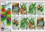WWF Tonga Niuafoou 2009 Stamps Blue Eyed Lorikeet Birds Parrots