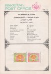 Pakistan Fdc 1988 Brochure & Stamps Independence Day