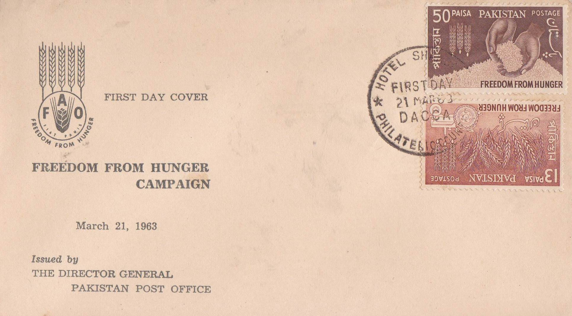 (image for) Pakistan Fdc 1963 Freedom From Hunger Dacca Cancel