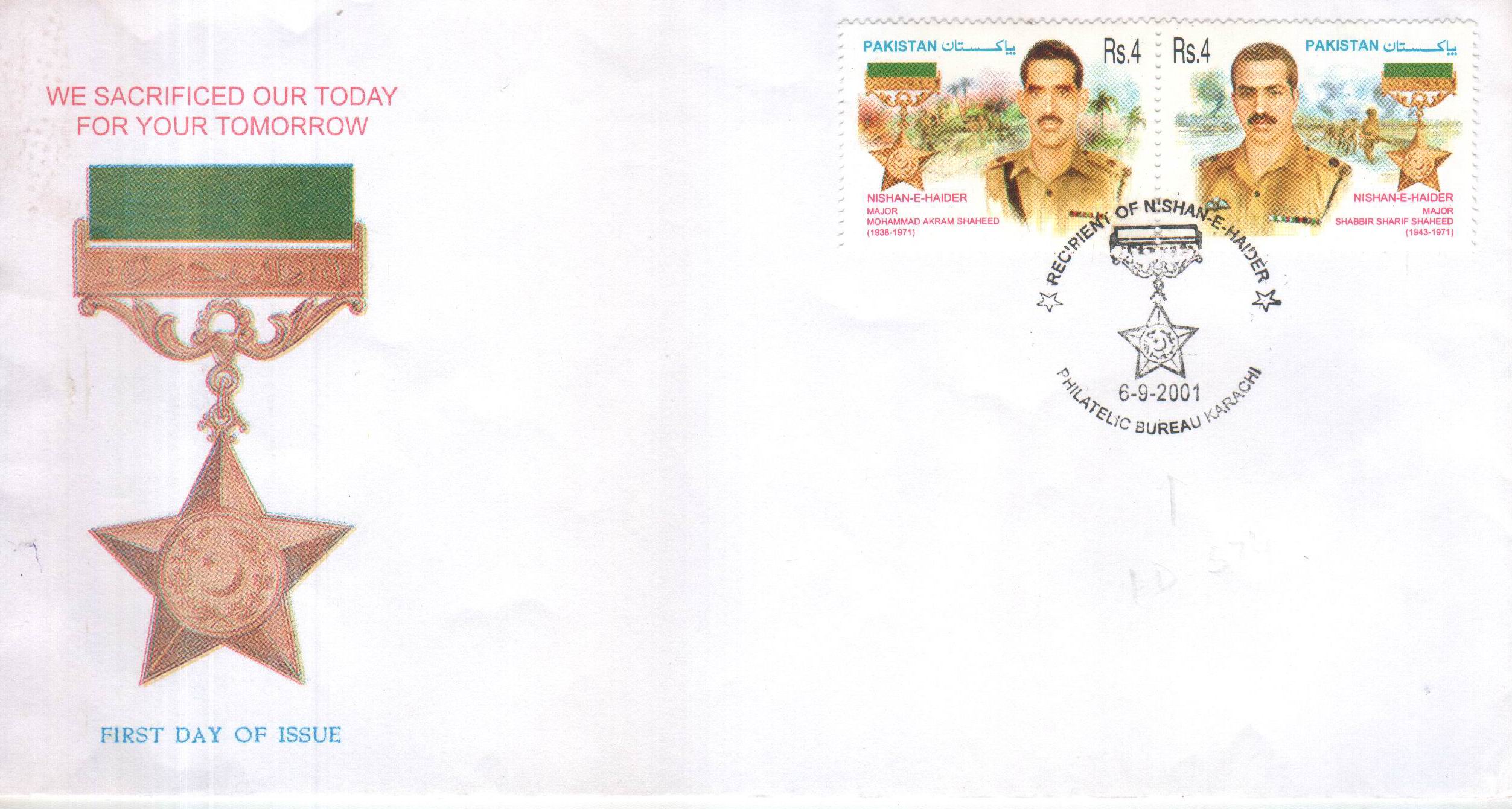 (image for) Pakistan Fdc 2001 Nishan e Haider Major Akram & Majar Shabbir