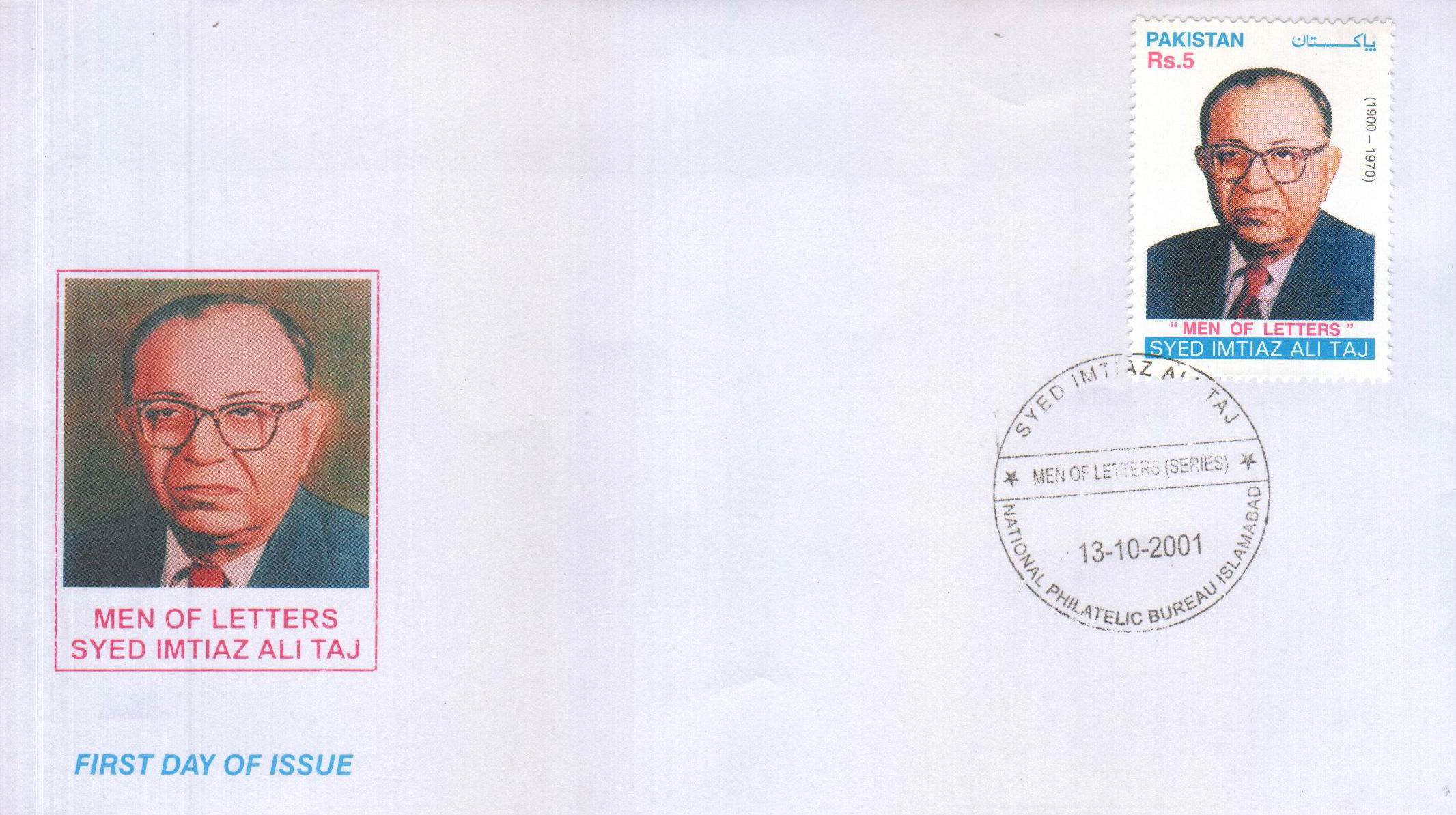 (image for) Pakistan Fdc 2001 Dr Syed Imtiaz Ali Taj
