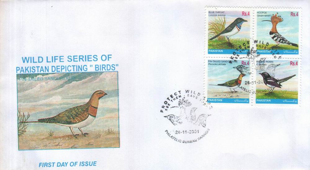(image for) Pakistan Fdc 2001 & Stamp Wildlife Series Birds