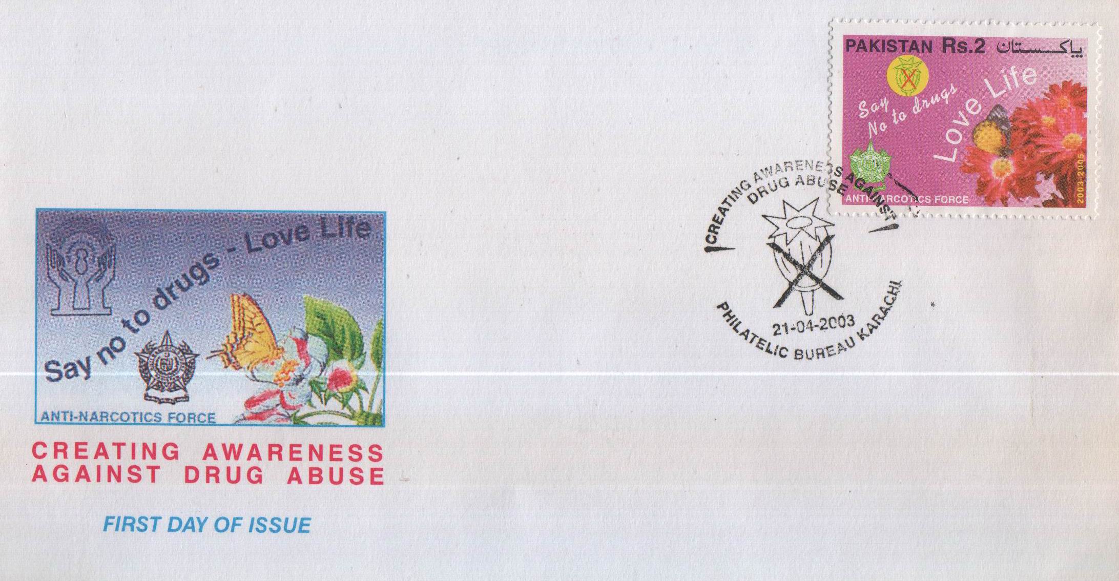 (image for) Pakistan Fdc 2003 Creating Awareness Against Drug Abuse