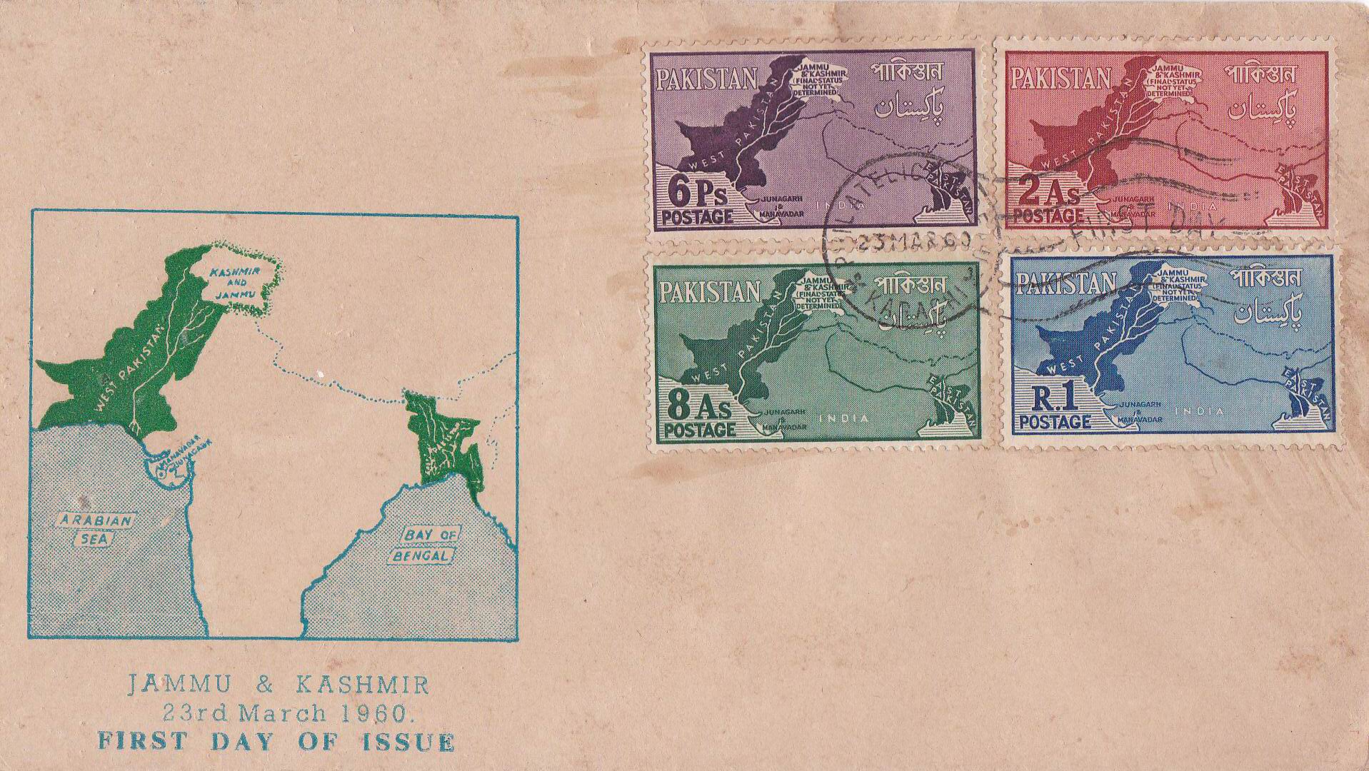 (image for) Pakistan Fdc 1960 Kashmir As Disputed Territory Map Junagarh 12