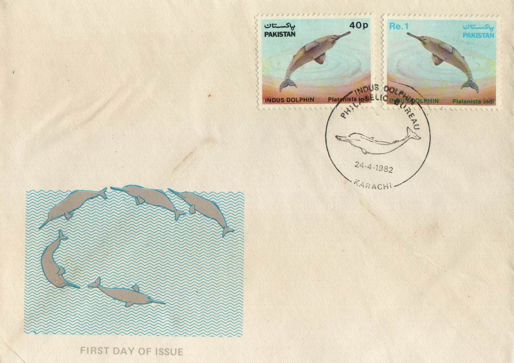 (image for) Pakistan Fdc 1982 Wildlife Series Blind Indus Dolphin