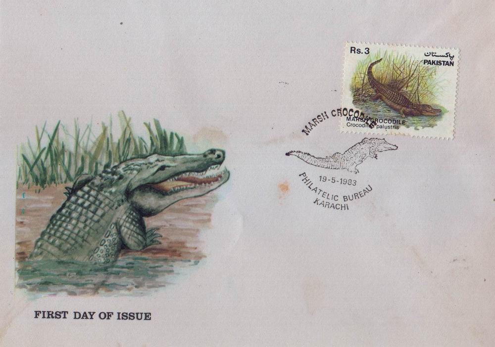 (image for) Pakistan Fdc 1983 Wildlife Series Marsh Crocodile