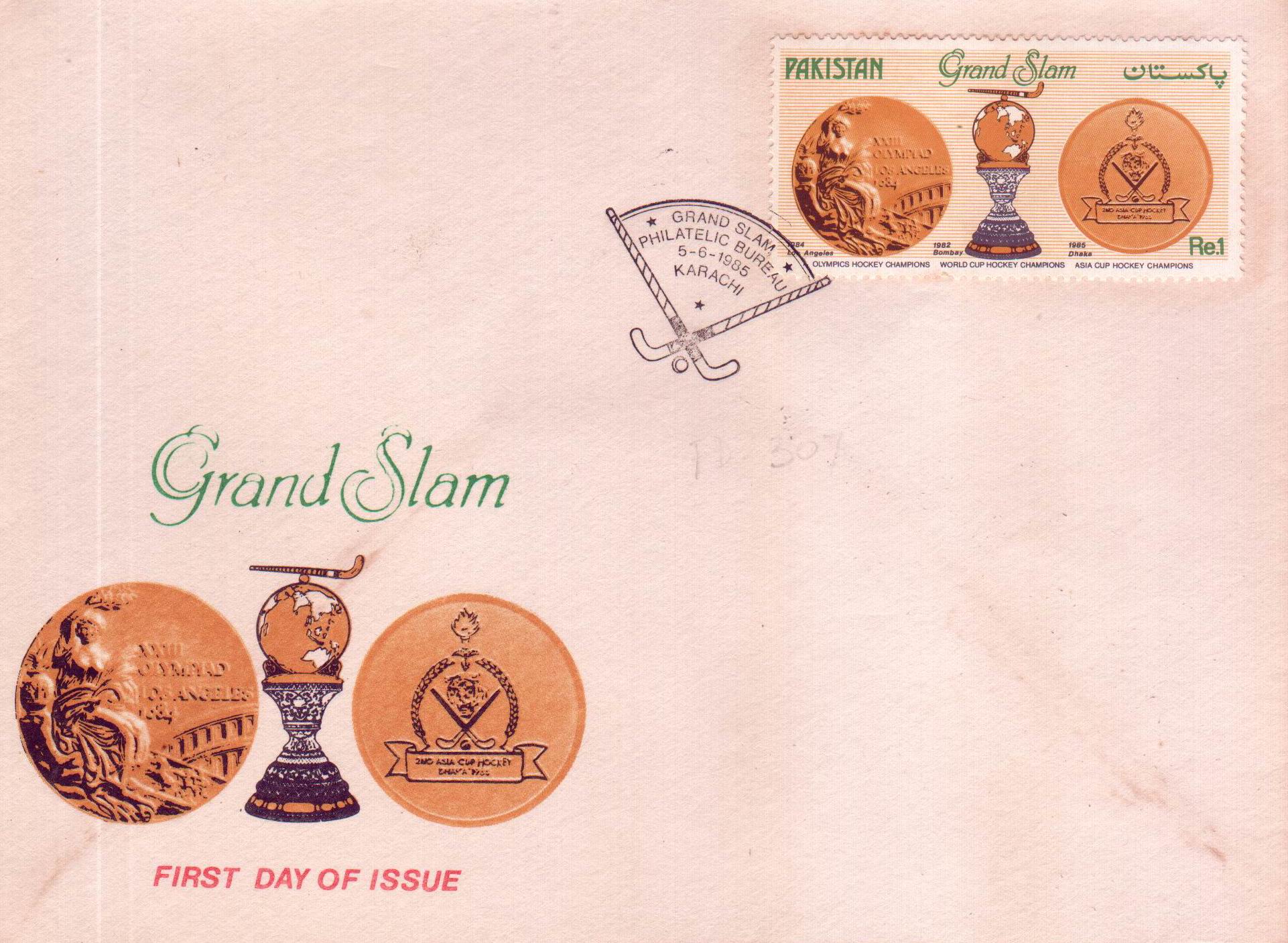 (image for) Pakistan Fdc 1985 Grand Slam Hockey Champions