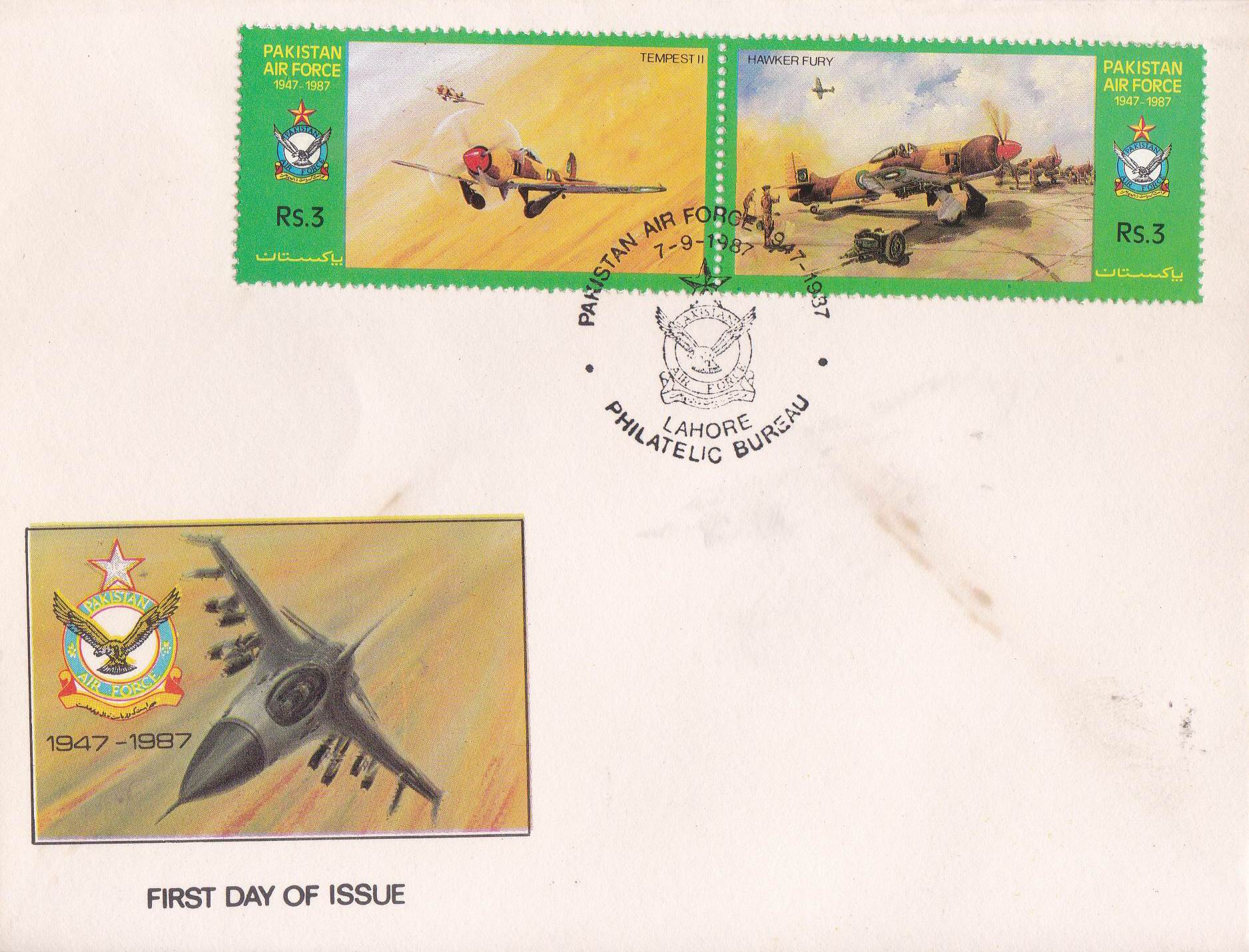 (image for) Pakistan Fdc 1987 Brochure & Stamp Sheet Air Force F 104 F16 F 8