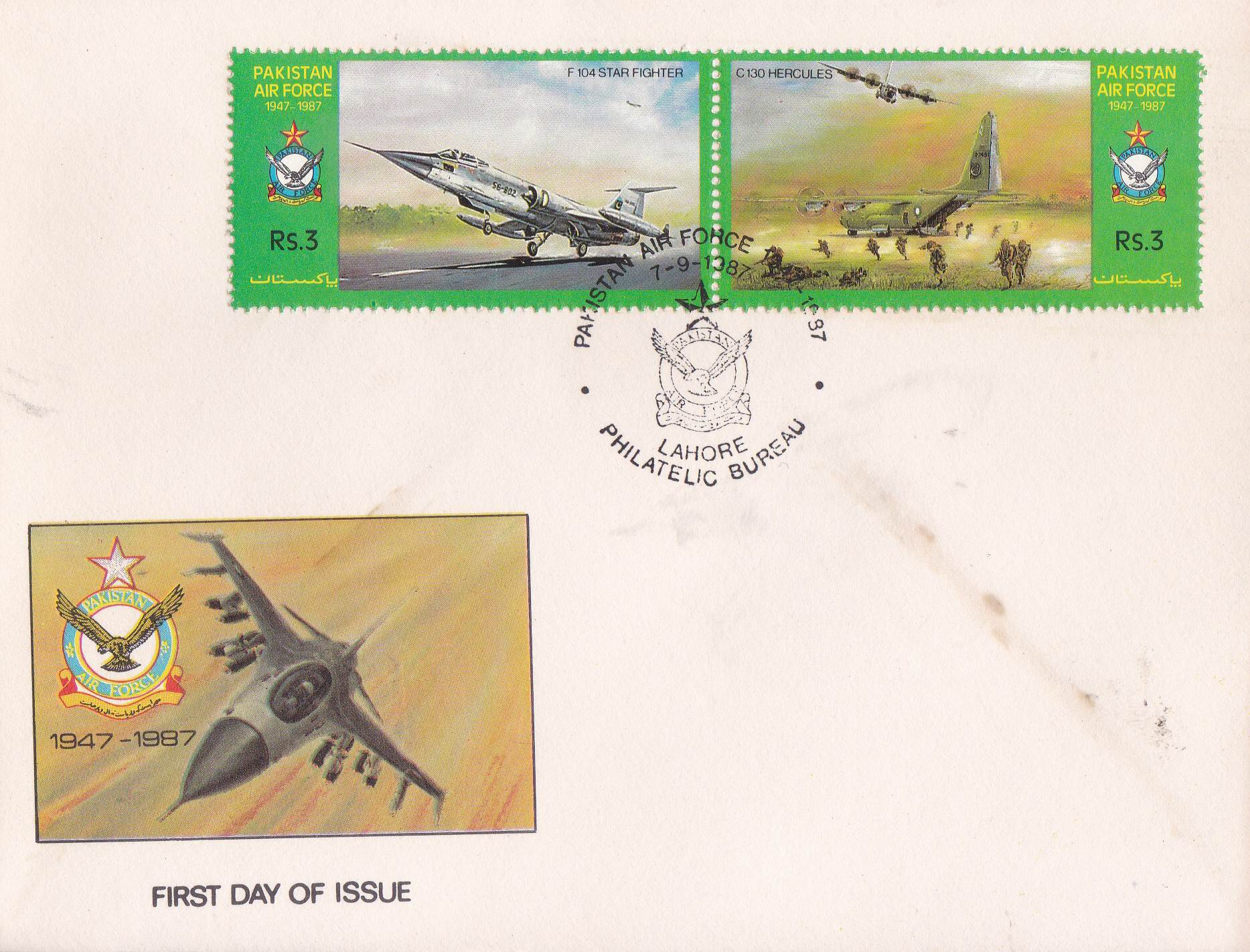 (image for) Pakistan Fdc 1987 Brochure & Stamp Sheet Air Force F 104 F16 F 8