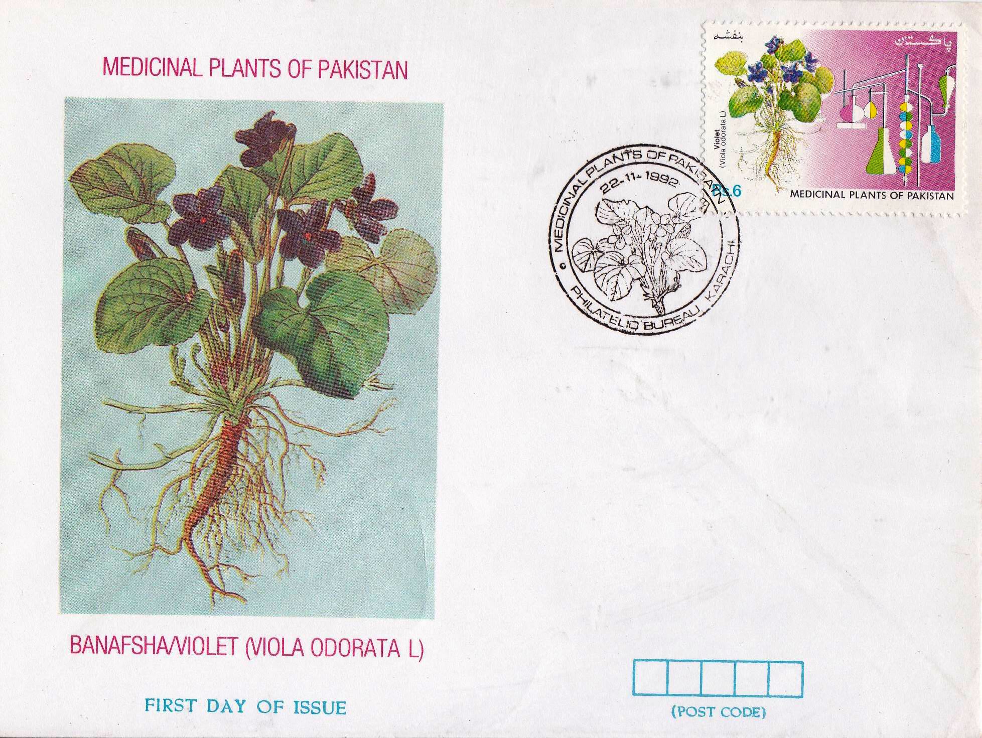 (image for) Pakistan Fdc 1992 Medicinal Plants Banafsha Violet