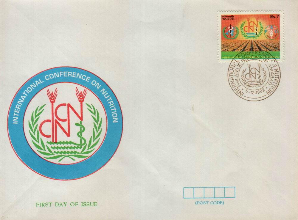 Pakistan Fdc 1992 International Conference On Nutrition Pakistan Fdc 1992 International Conference On Nutrition