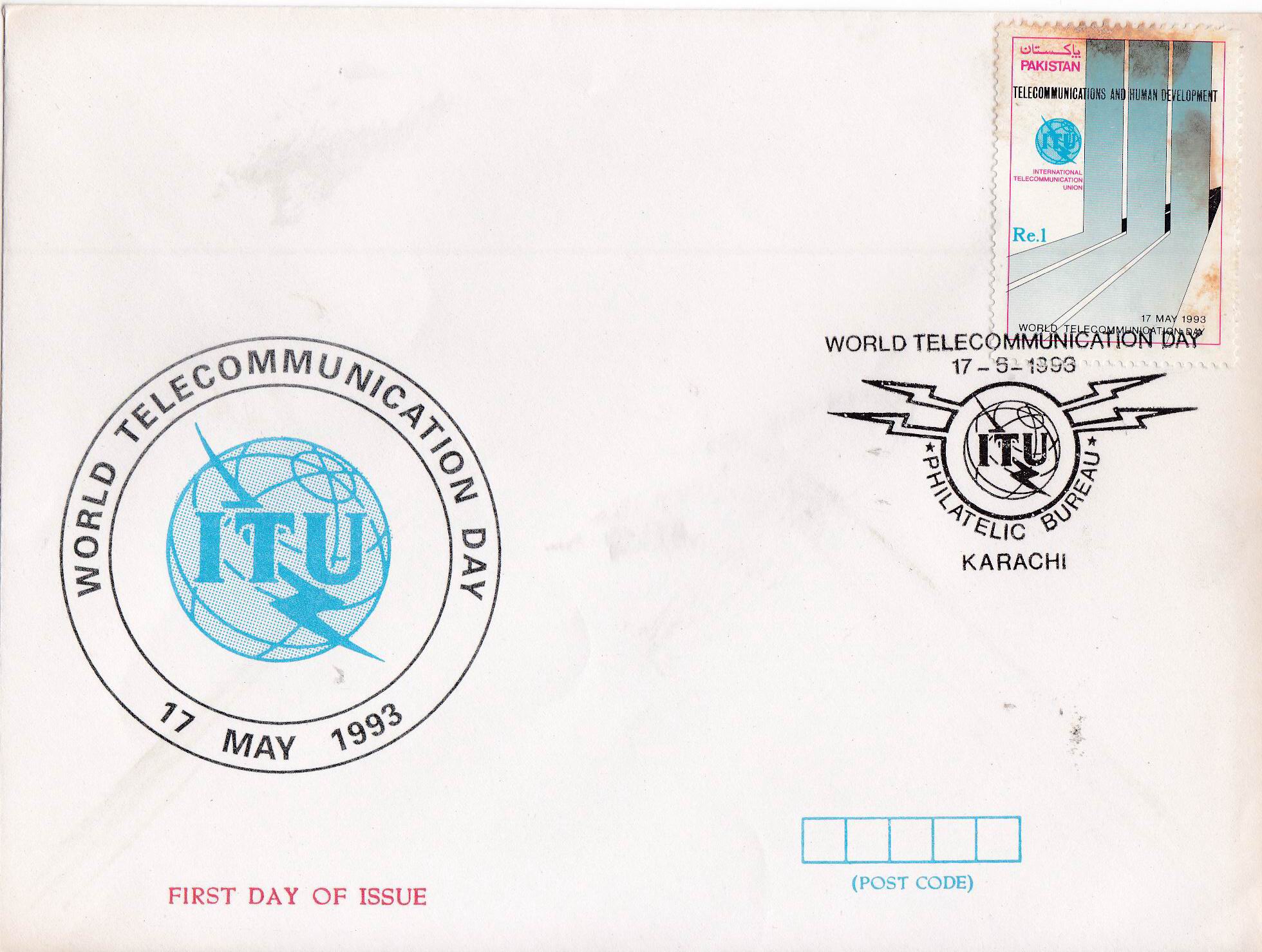 (image for) Pakistan Fdc 1993 World Telecommunication Day