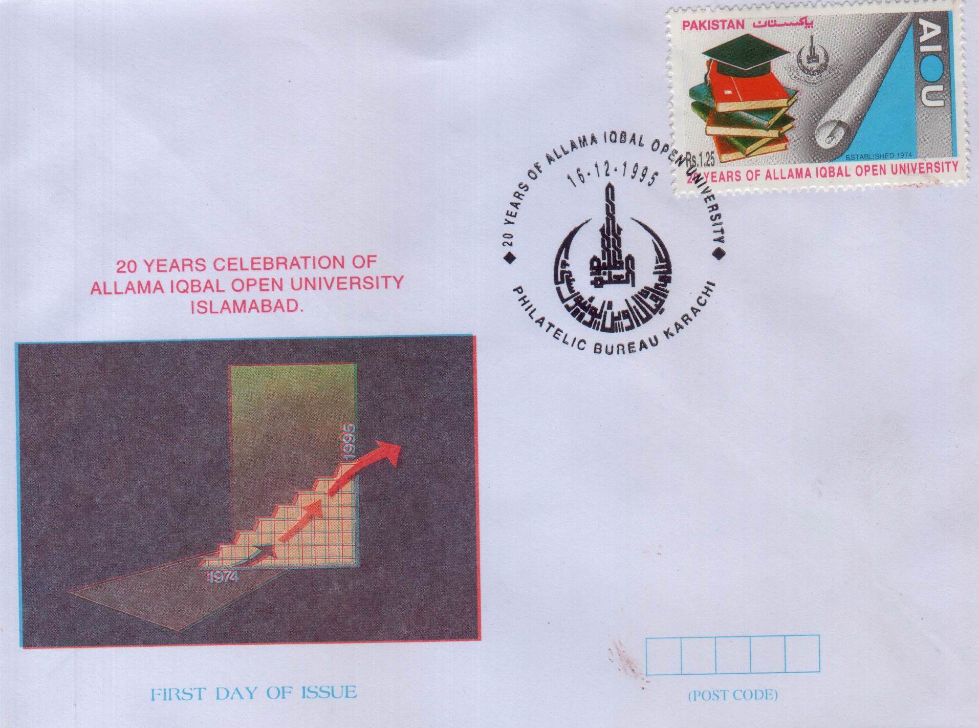 (image for) Pakistan Fdc 1995 Allama Iqbal Open University
