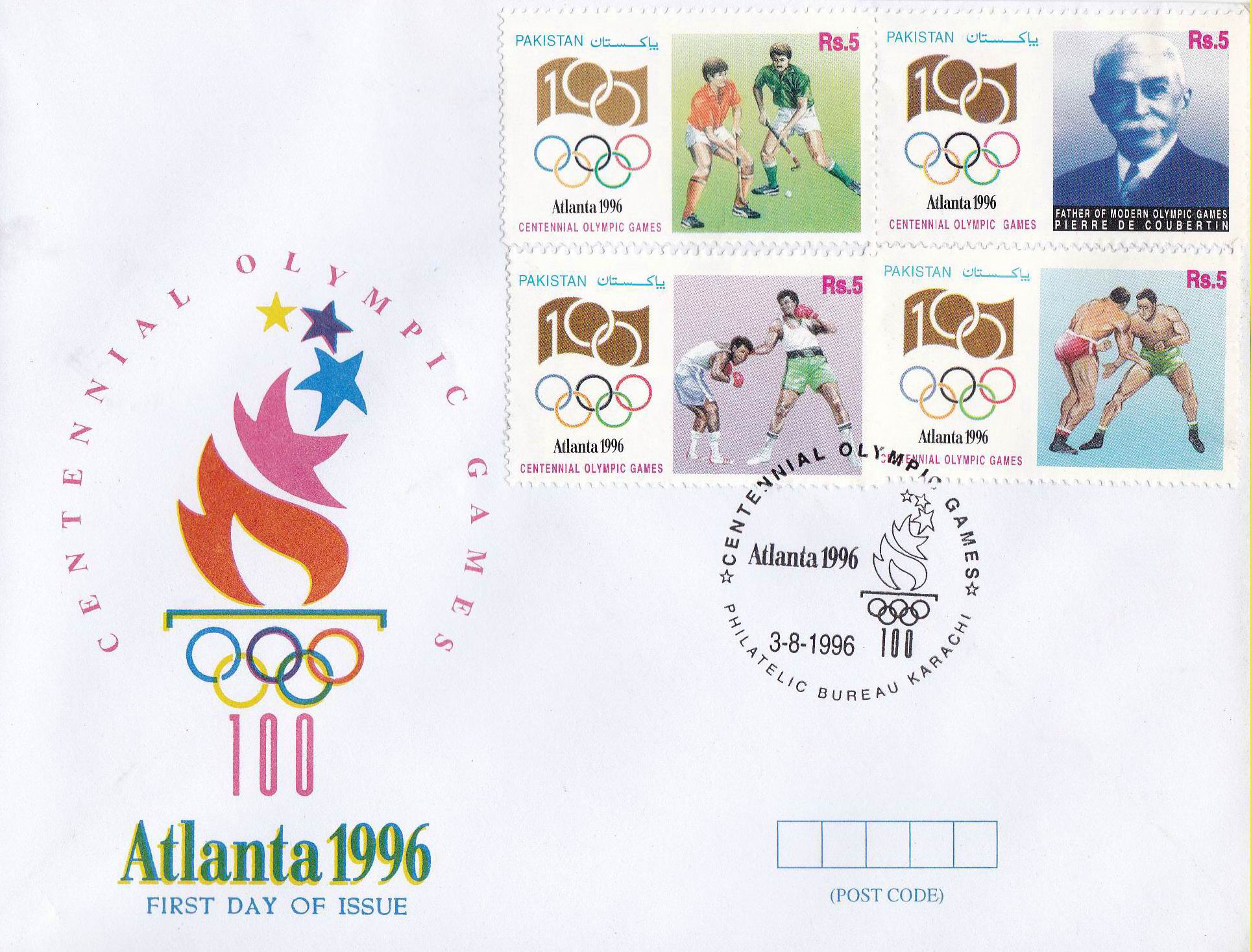 (image for) Pakistan Fdc 1996 Atlanta Olympics Hockey Wrest