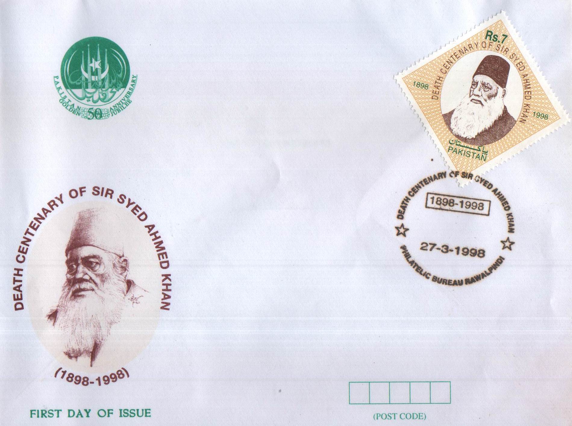 (image for) Pakistan Fdc 1998 Sir Syed Khan