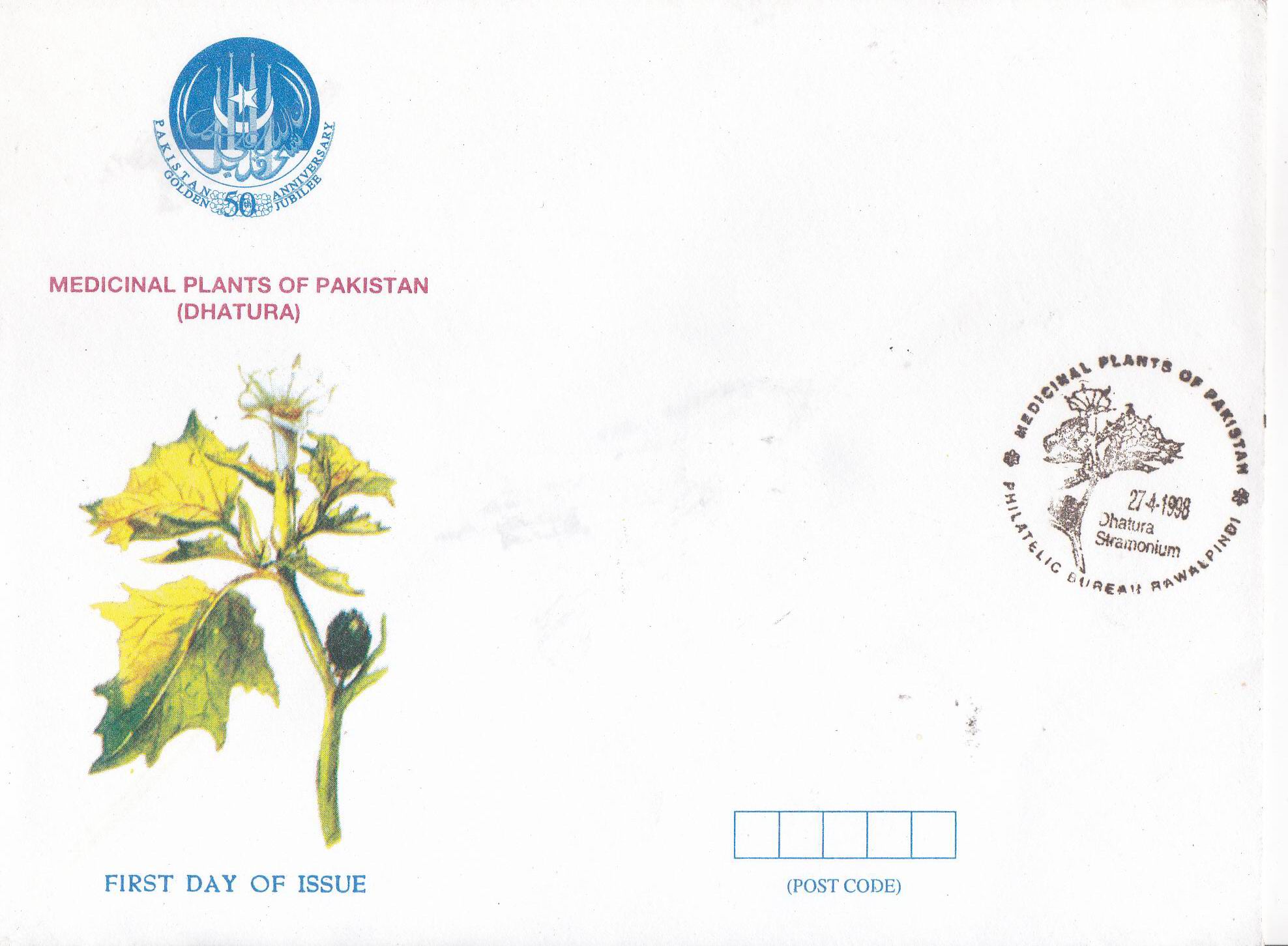 (image for) Pakistan Fdc 1998 Medicinal Plants Dhatura