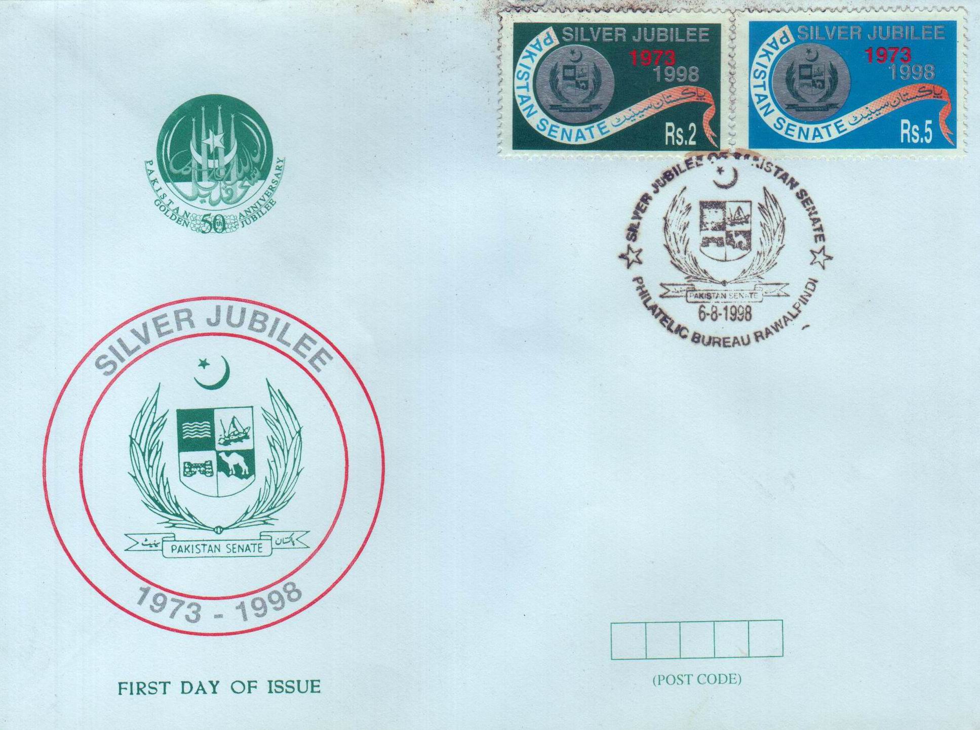 (image for) Pakistan Fdc 1998 Silver Jubilee Of the Senate Of Pakistan