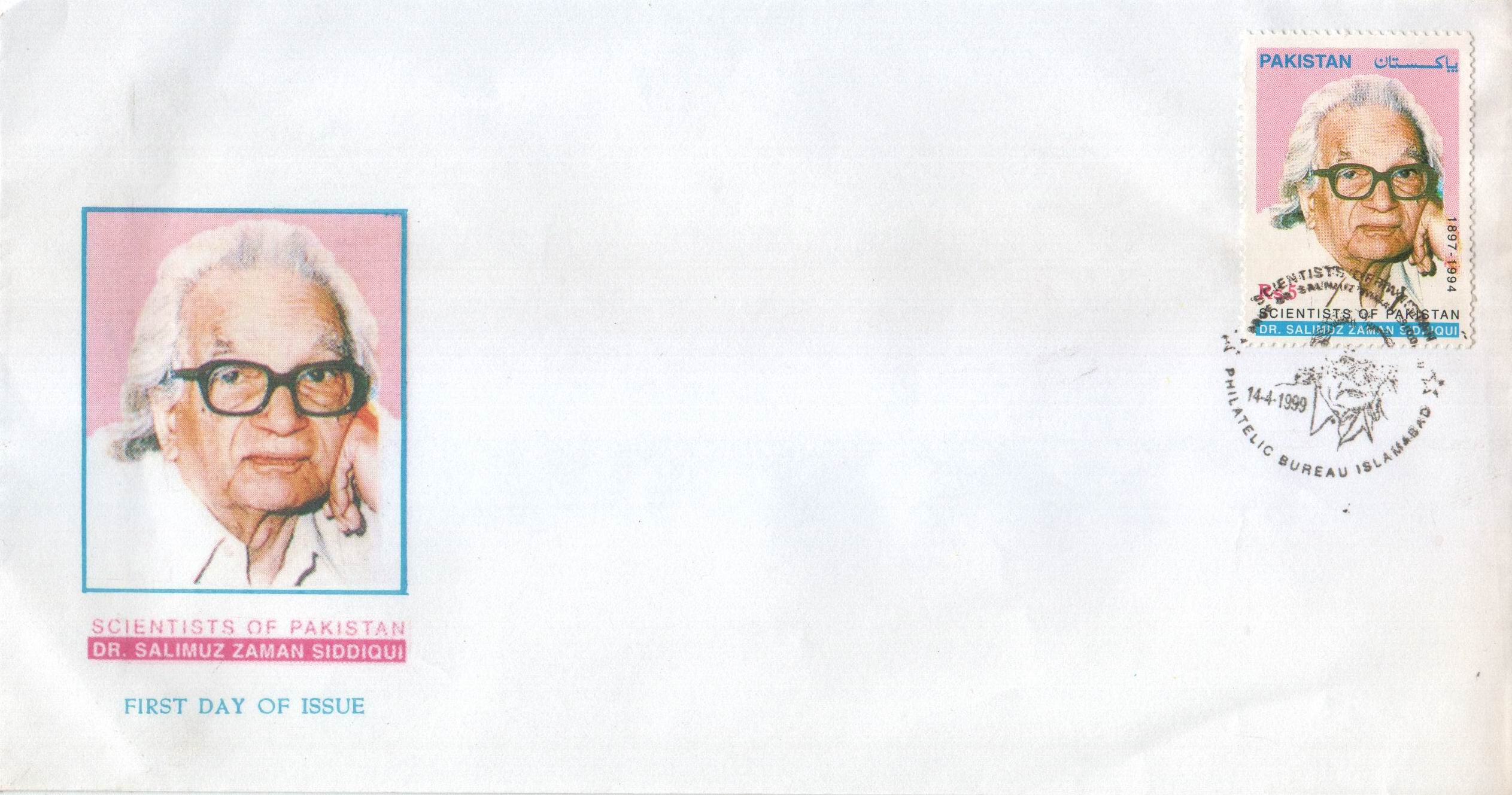 (image for) Pakistan Fdc 1999 Prof. Dr. Salimuzzaman Siddiqui Scientish