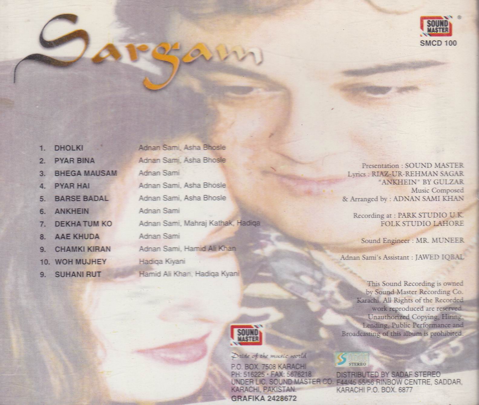 (image for) Sargam Adnan Sami Khan SM Cd Superb Recocording