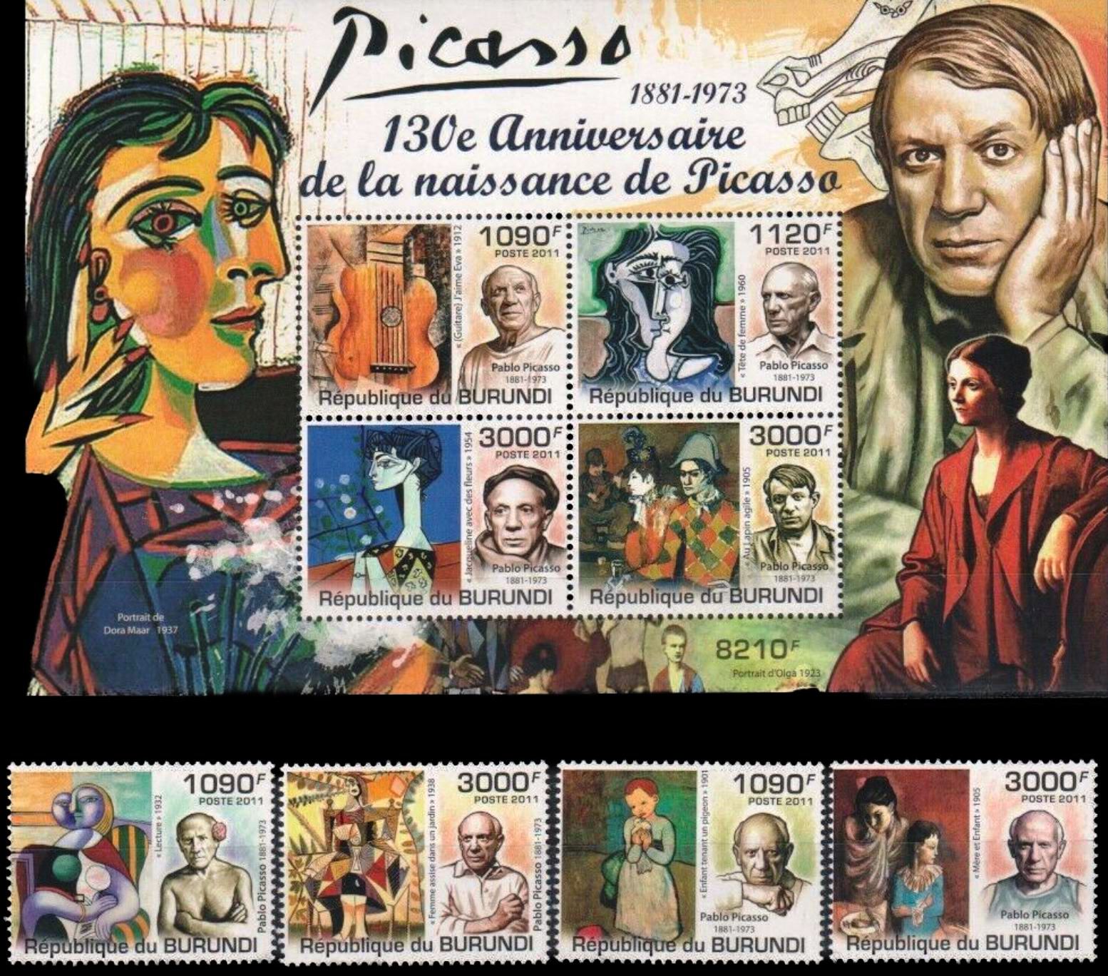 Burundi 2011 S/Sheet & Stamps Picasso Paintings