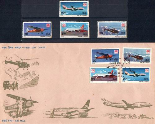 India Fdc & Stamp Mail Carrying Aircrafts Boeing Etc