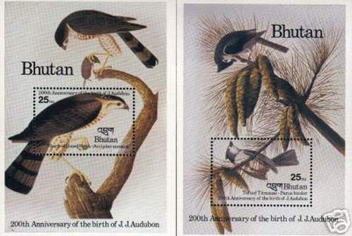 (image for) Bhutan 1985 Stamps S/Sheet John J Audubon Birds