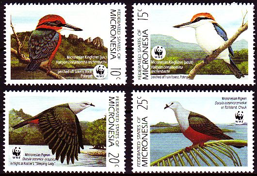 (image for) WWF Micronesia 1990 Stamps Kingfisher Pigeon Birds