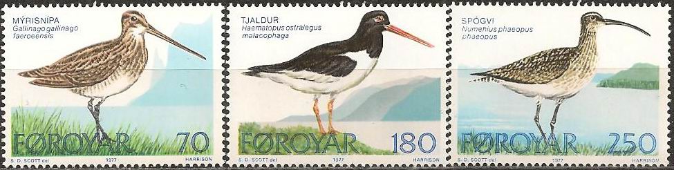 (image for) Foroyar Island 1977 Stamps Birds MNH