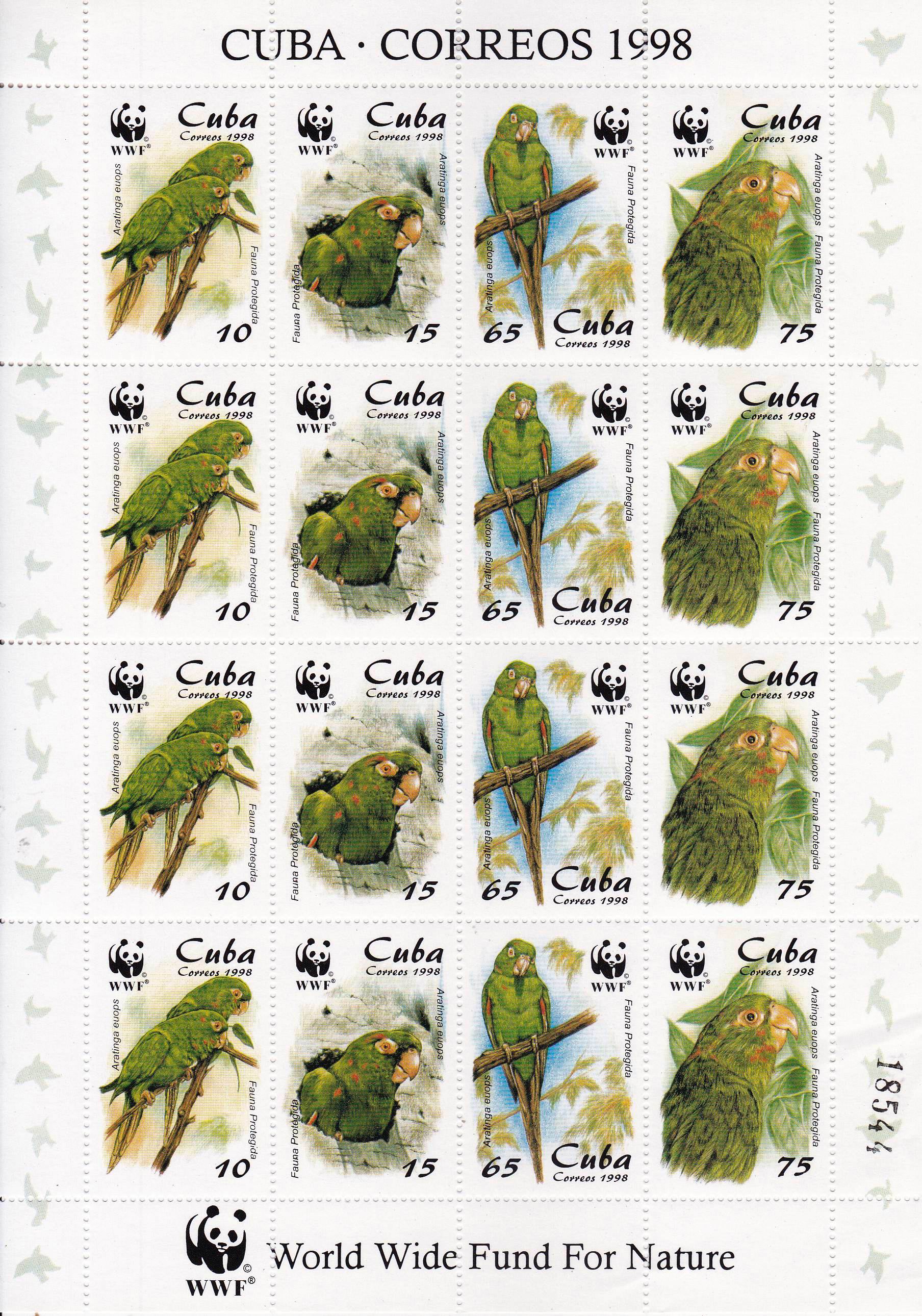 (image for) WWF Cuba 1998 Stamps Birds Parrots