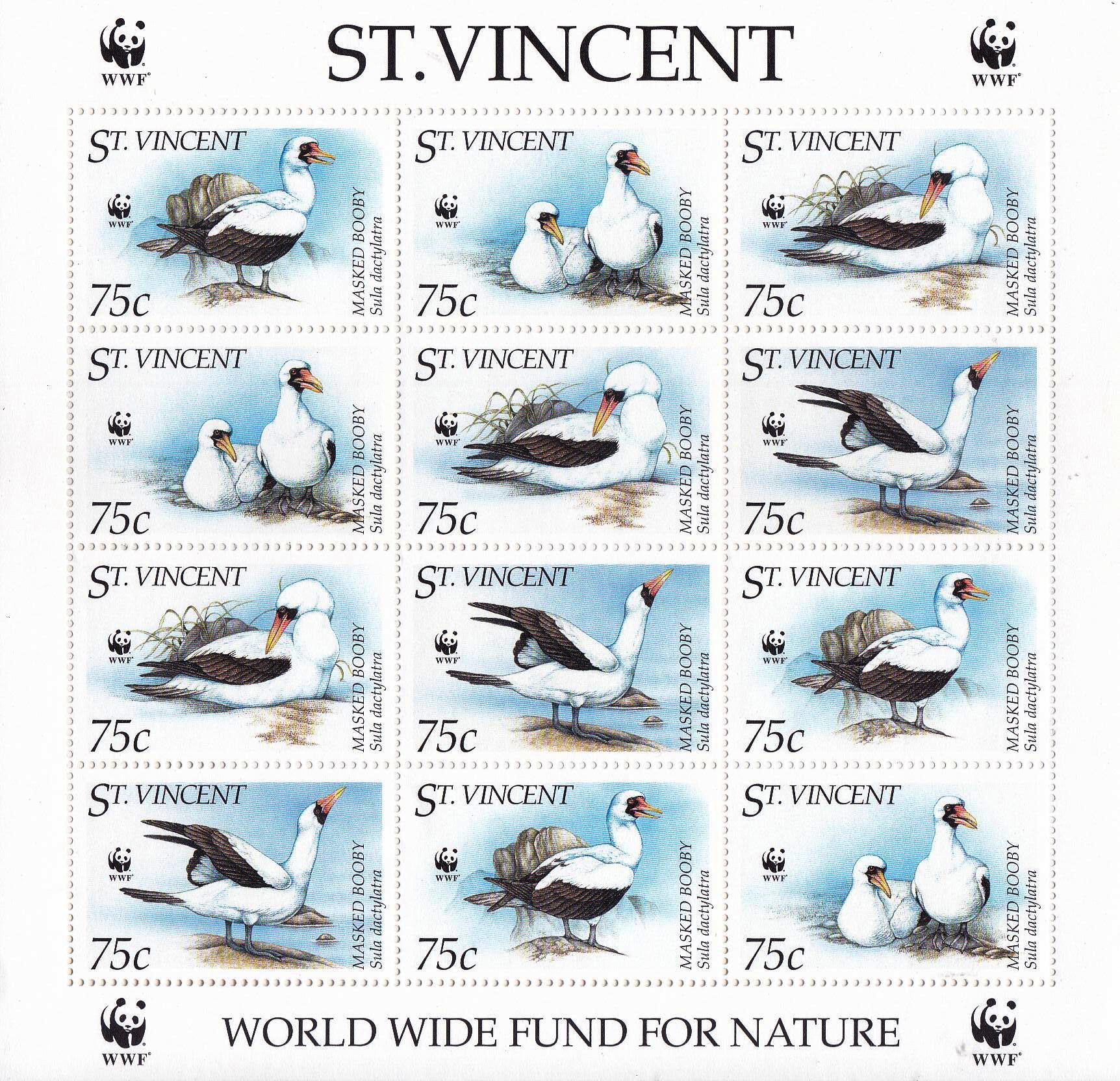 (image for) WWF St Vincent 1989 Stamps Masked Booby Birds MNH