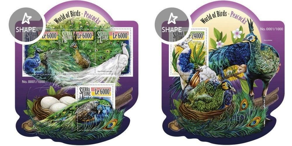 (image for) Sierra Leone 2015 Stamps Odd Shape Birds Of World Peacock