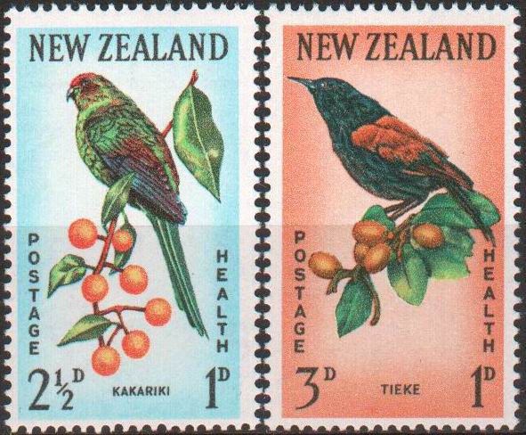 (image for) New Zealand 1962 Stamps Birds