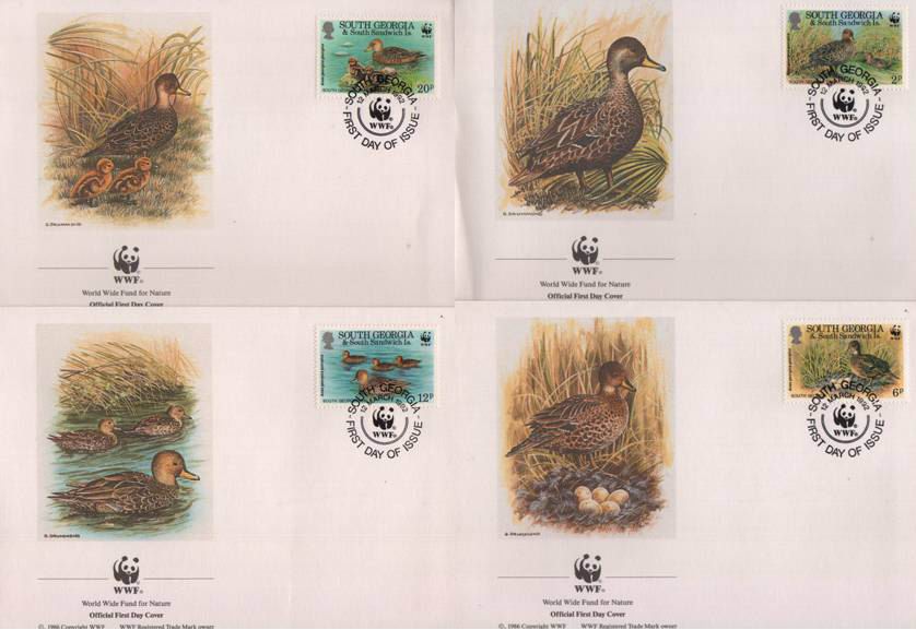 (image for) WWF South Georgia 1982 Fdc Teal Duck