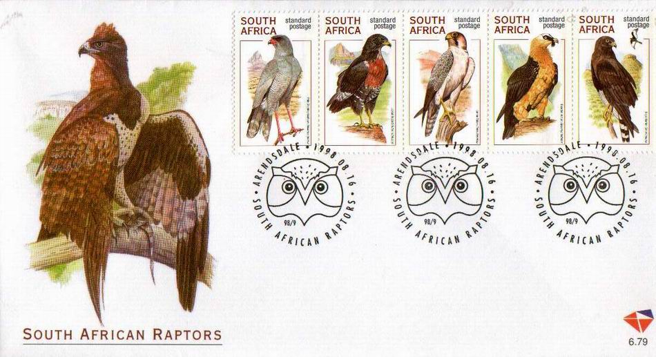 (image for) South Africa 1998 Fdc Raptor Birds Goshawk Buzzard Falcon Vultur