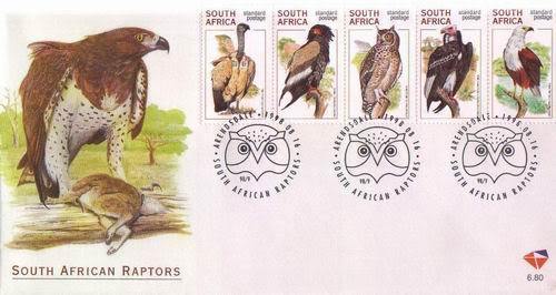 (image for) South Africa 1998 Fdc Raptor Birds Goshawk Buzzard Falcon Vultur