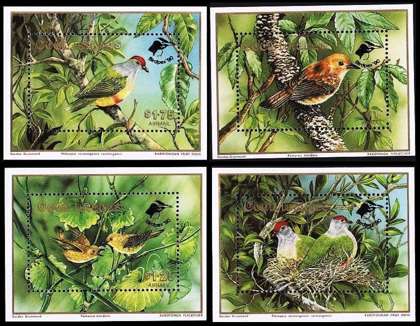 (image for) WWF Cook Island 1989 Fdc Maxi Cards Birds Rarotonga Flycatcher