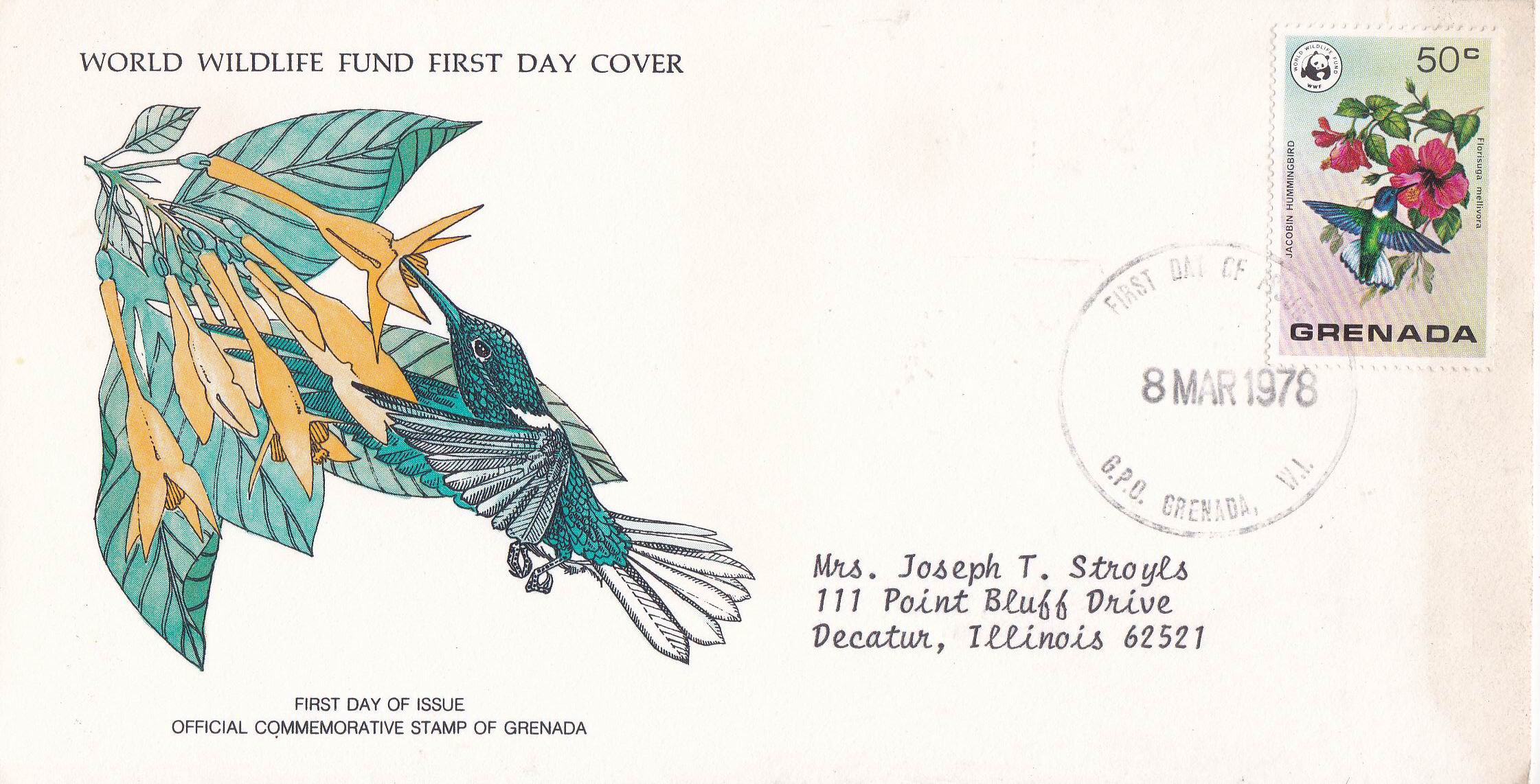 (image for) WWF Grenada 1978 Fdc Hummingbirds