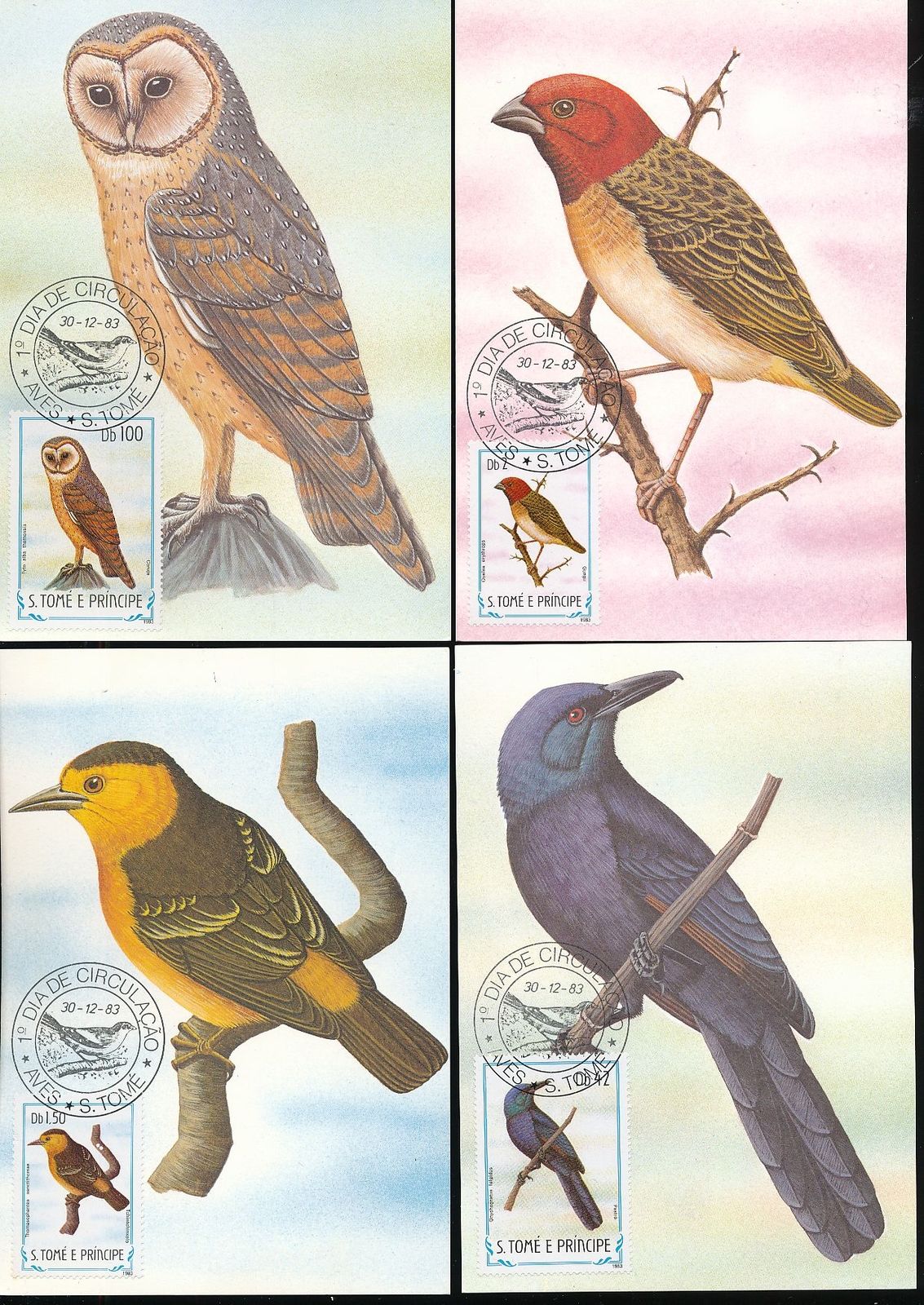 (image for) S.Tome E. Principe 1983 Maxi Cards Birds USED