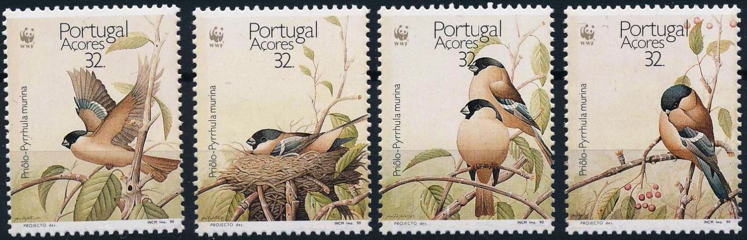 (image for) WWF Portugal 1990 Stamps Bullfinch Birds MNH