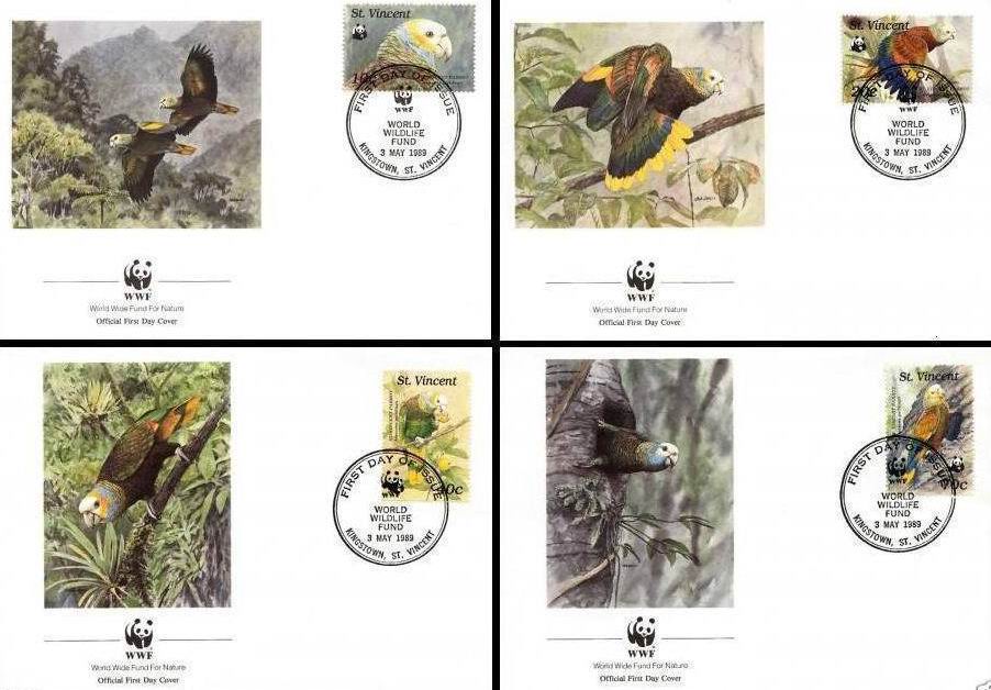 (image for) WWF St Vincent Fdc 1989 Parrots