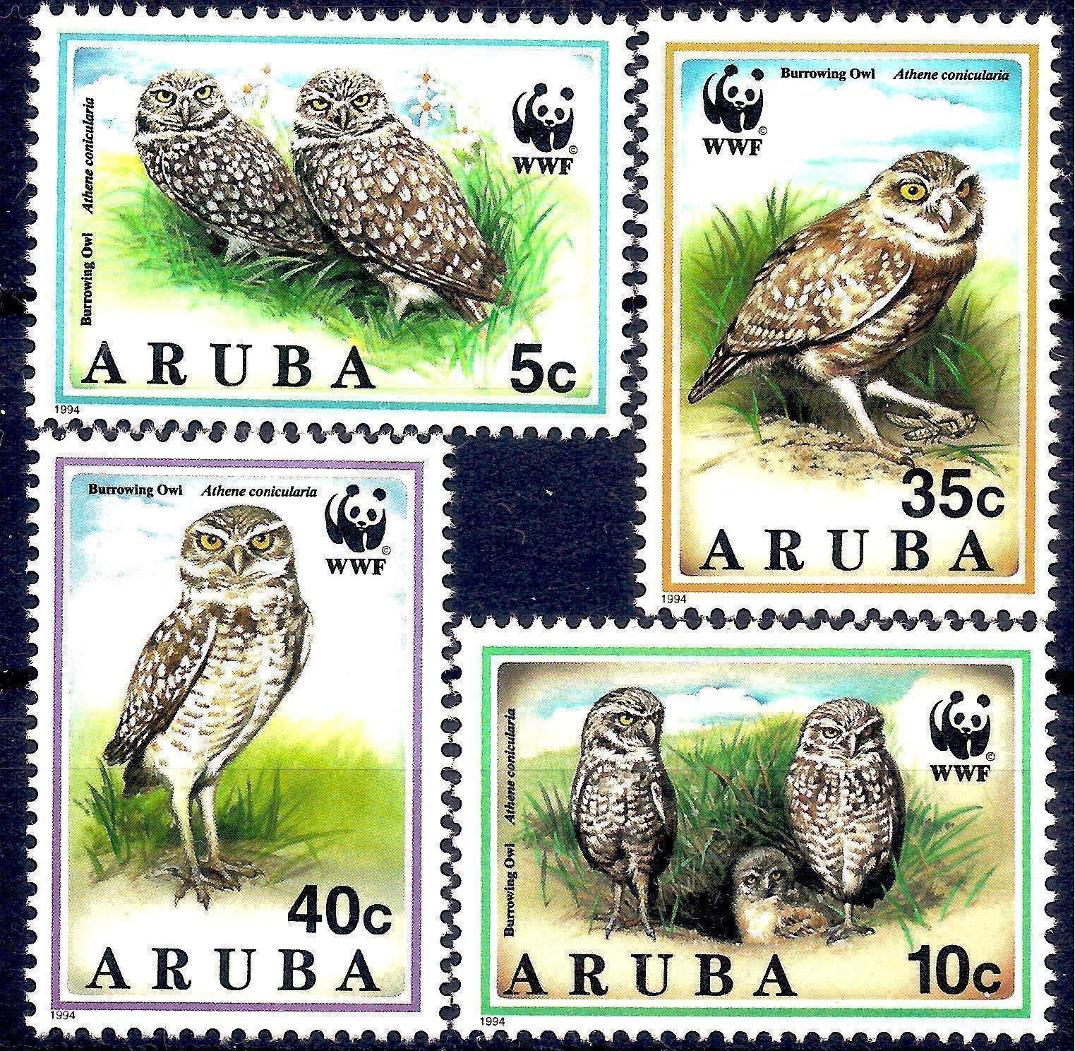 (image for) WWF Aruba 1994 Stamps Birds Burrowing Owls