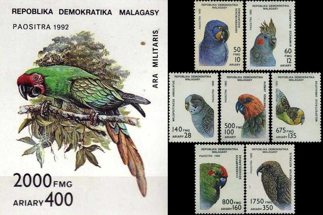 (image for) Malagasy 1993 S/Sheet & Stamps Parrots