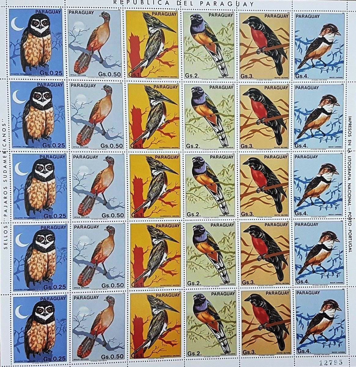 (image for) Paraguay 1983 Stamp Sheets Song Birds Owls Etc