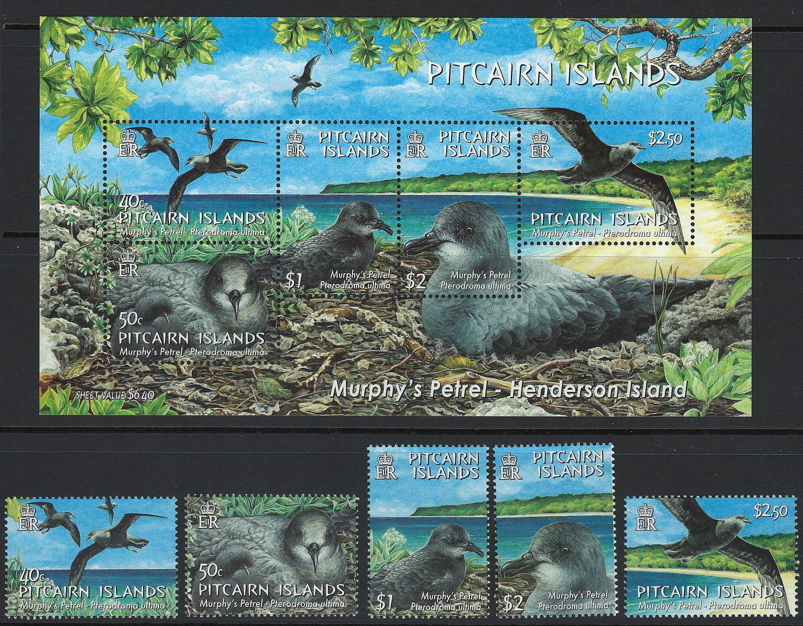 (image for) Pitcarin Island 2004 S/Sheet & Stamps Murphy's Petrel Birds MNH